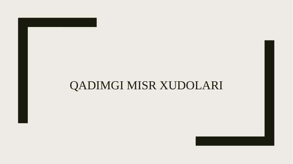 Qadimgi MISR xudolari 1