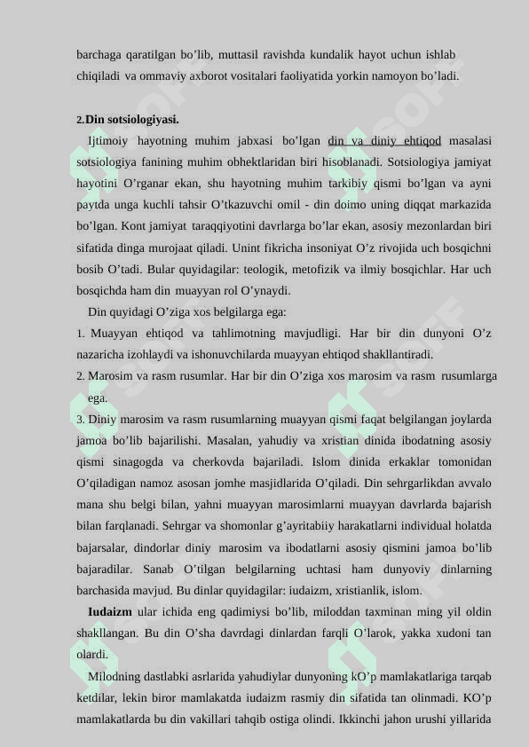 Madaniyat din va axloq sotsiologiyasi 6