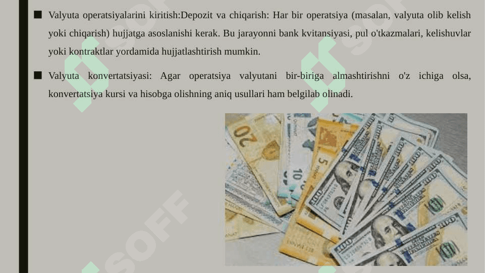 Valyuta schyotidagi mablag'lar harakatini hujjatlashtirish va hisobga olish 4