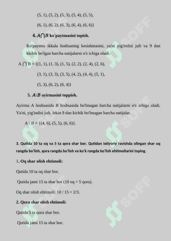 Ehtimollar Nazariyasi fanidan Amaliy ish 4