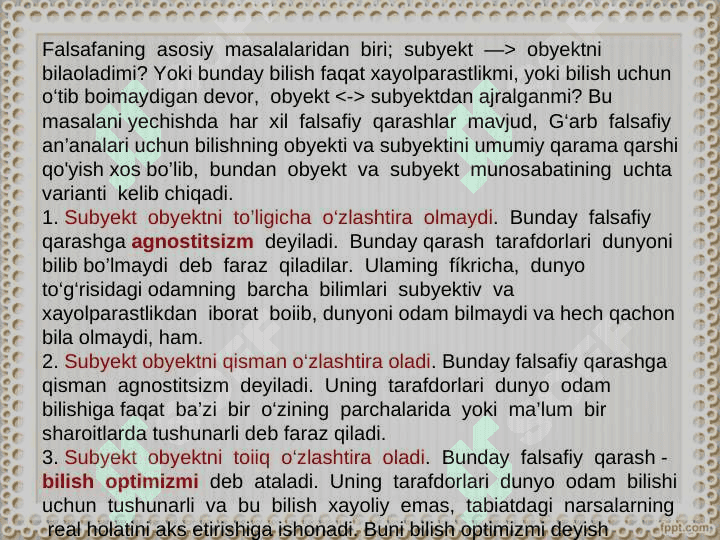 BILISH  FALSAFASI 8