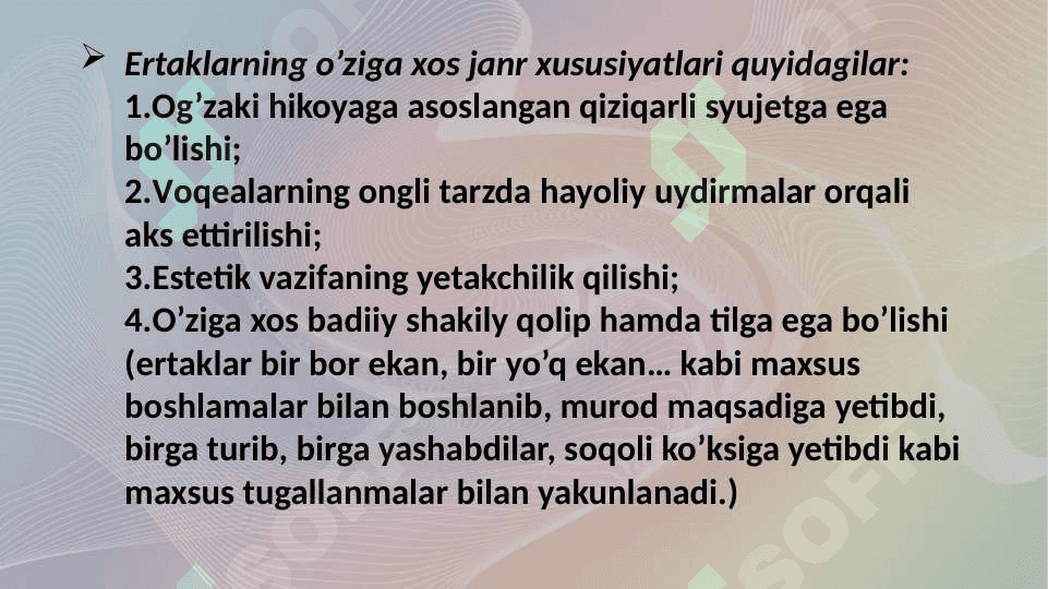 Folklor – og’zaki badiiy ijod 4