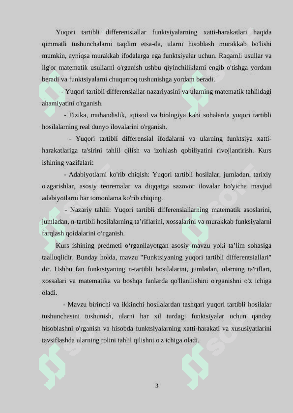 Funksiyaning yuqori tartibli differensiallariI 3