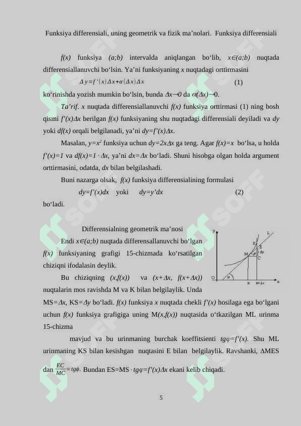 Funksiyaning yuqori tartibli differensiallariI 5