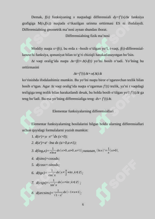 Funksiyaning yuqori tartibli differensiallariI 6