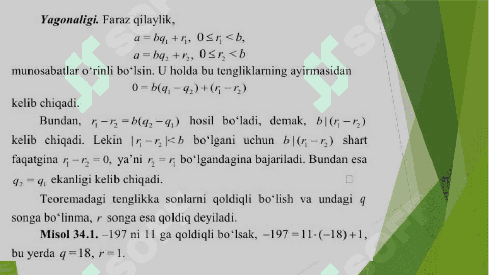 Bo‘linish belgilari.  Sonlarining umumiy bo‘luvchisi  karralisi 5