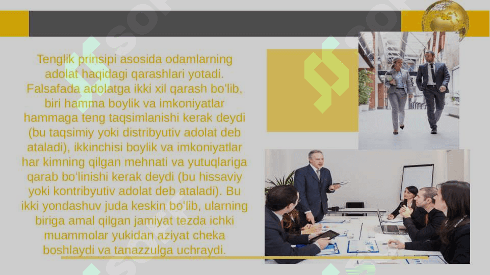Ijtimoiy tenglik va davlatning mehnat faoliyatini rag`batlantirish tadbirlari. 4