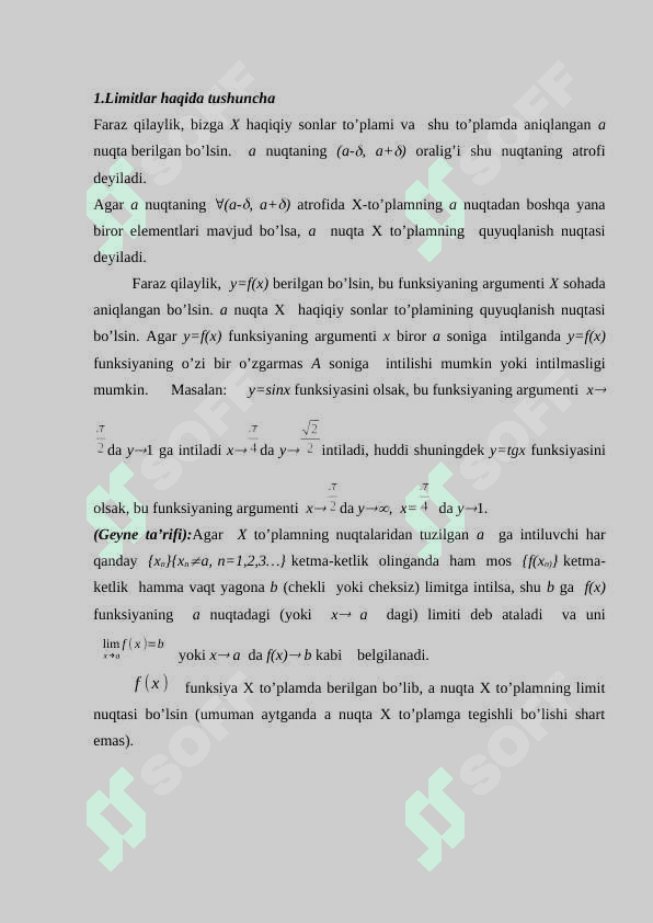 Ikkita cheksiz katta miqdor nisbatining limiti 3