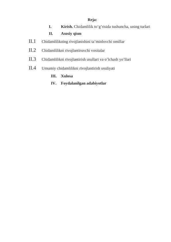chidamlilikni tarbiyalash kurs ishi 1