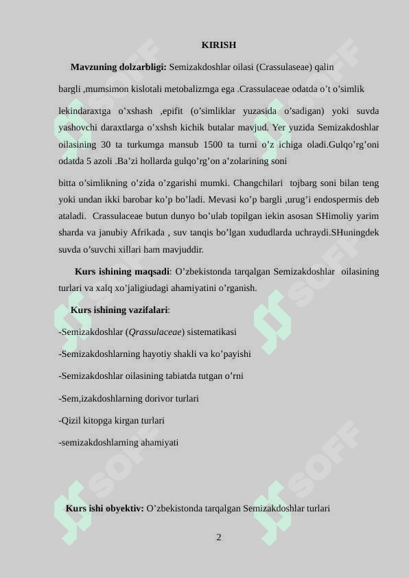 Semizakdoshlar  (Crassulaceae) sistematikasi. Semizakdoshlar (Crassulaceae) turlari 2