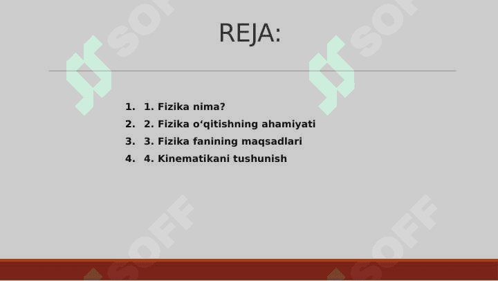 Fizika faniga kirish. Fanni o'qitilishi va maqsadlari. Kinematika asoslari 2