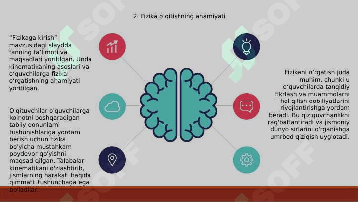 Fizika faniga kirish. Fanni o'qitilishi va maqsadlari. Kinematika asoslari 4