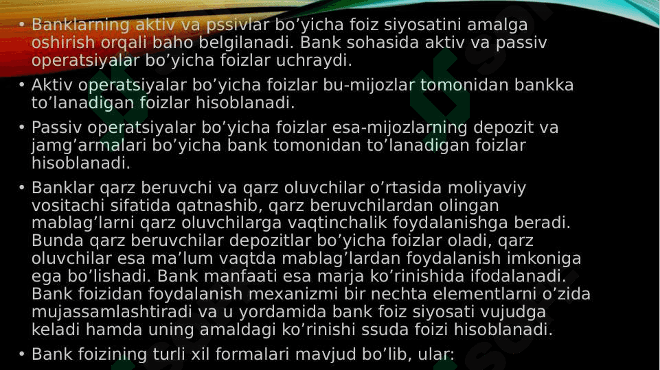 TIJORAT BANKLARINING FOIZ SIYOSATI 4