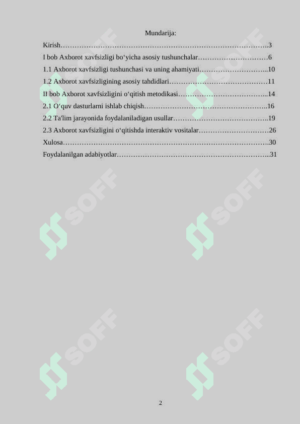 Axborot xavfsizligini o‘qitish metodikasi 2