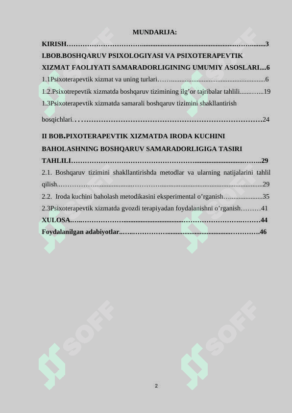Psixoterapevtik xizmatda samarali boshqaruv tizimini shakillantirish bosqichi 2