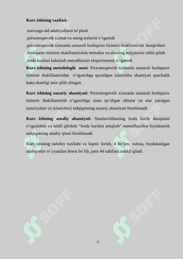 Psixoterapevtik xizmatda samarali boshqaruv tizimini shakillantirish bosqichi 5