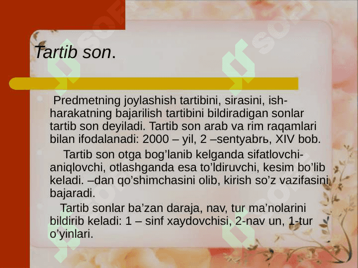 Son so’z turkumi 8