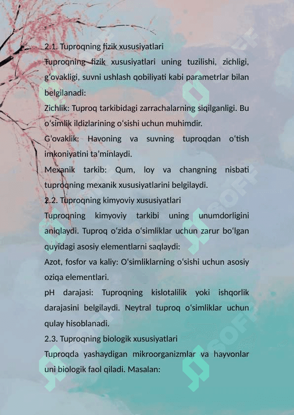 Tuproq va uning tabiiy xususiyatlari 3