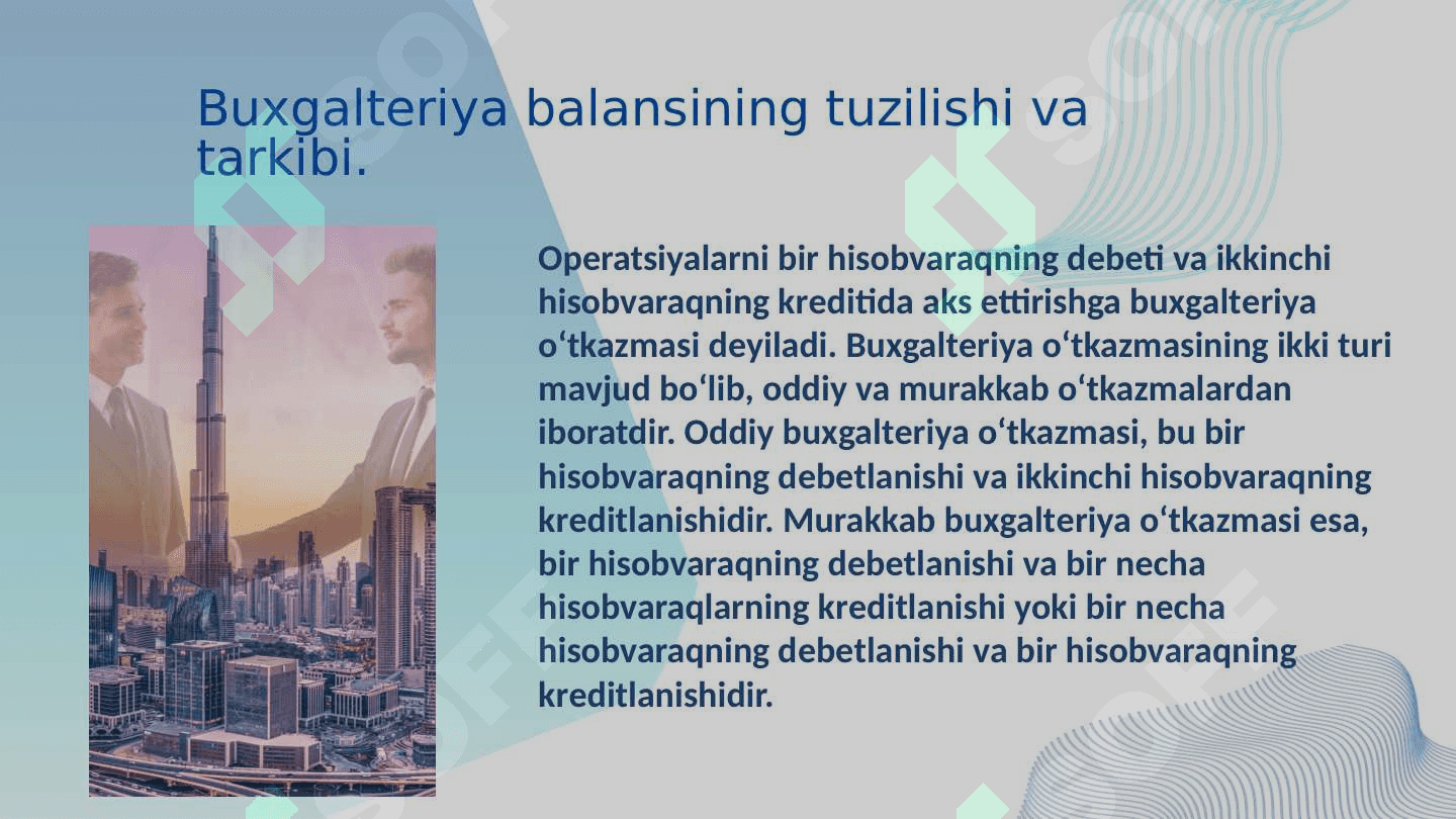 Xoʻjalik muomalalari taʼsirida balansda boʻladigan oʻzgarishlar 6