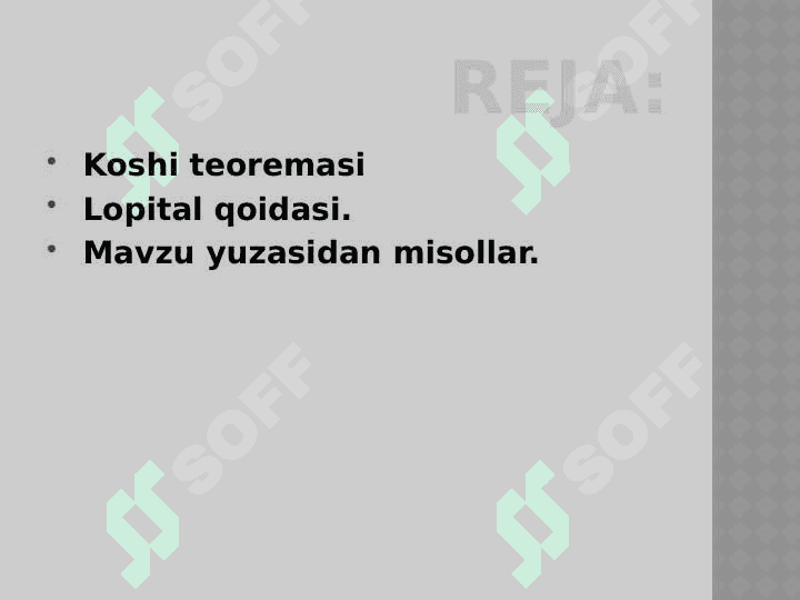 Koshi teoremasi. Lopital qoidasi 2