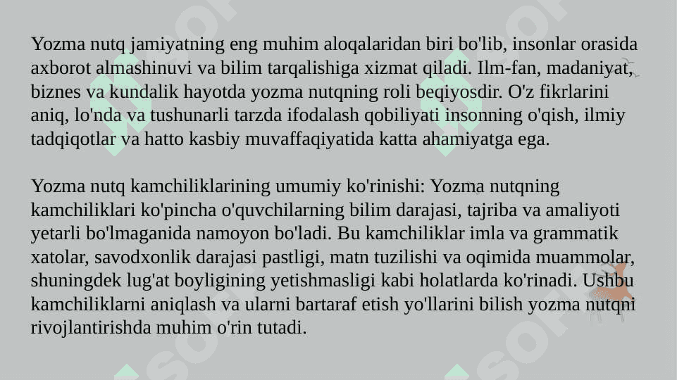 Yozma nutq kamchiliklarining namoyon bo'lishi. Yozma nutq buzilishini oldini olish 3