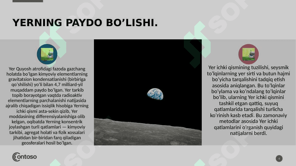 Mavzu:Yer uning shakli va harakati. Yer va quyoshning aylanishi. Oy va uning fazalari 4