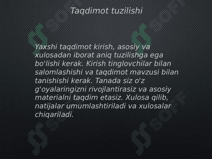 Omma oldida nutq
so'zlashda taqdimotning o'rni 7