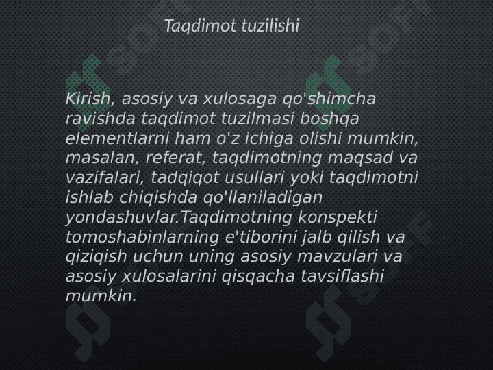 Omma oldida nutq
so'zlashda taqdimotning o'rni 8