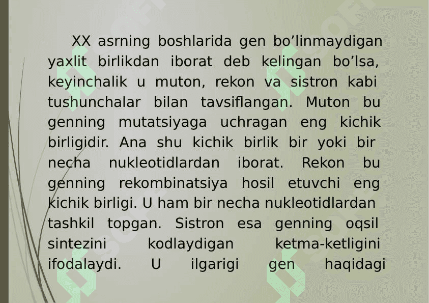 2- Mavzu: Gen, genom va genetik tahlil haqida tushuncha. 2