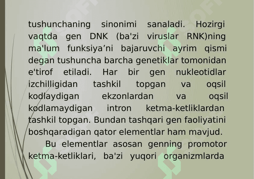 2- Mavzu: Gen, genom va genetik tahlil haqida tushuncha. 3