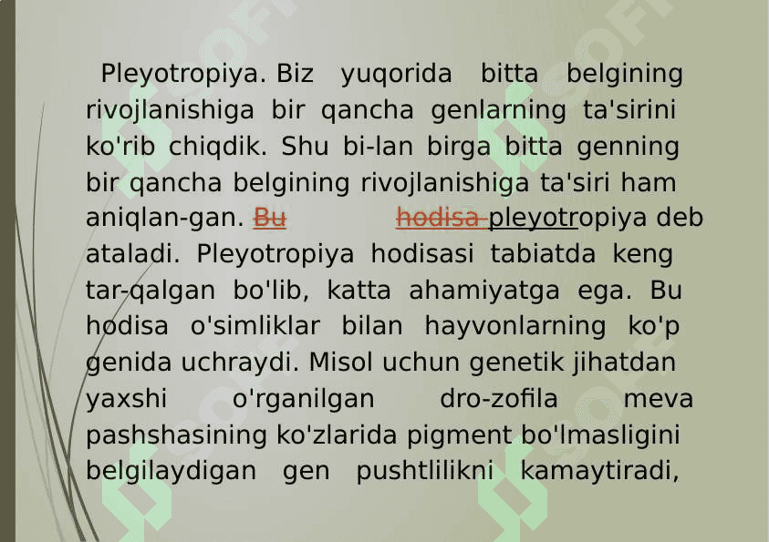 6-Mavzu: Pleyotropiya. Miqdor belgilar genetikasi. 2