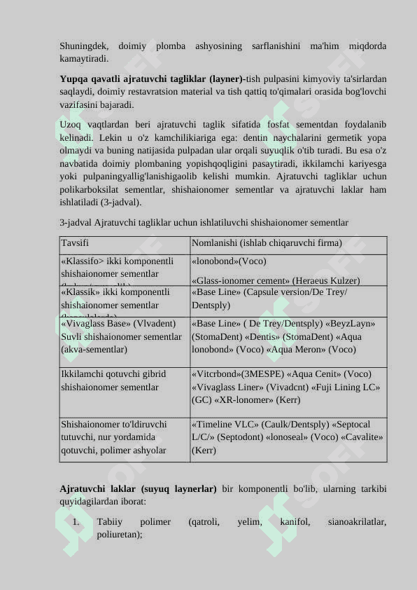 Ajratuvchi va davolovchi tagliklar Ajratuvchi tagliklar 2