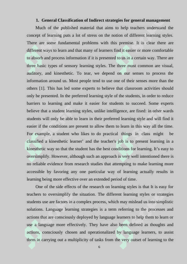 Indirect strategies for general management of learning 6