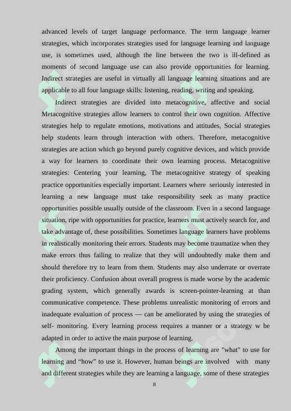 Indirect strategies for general management of learning 8