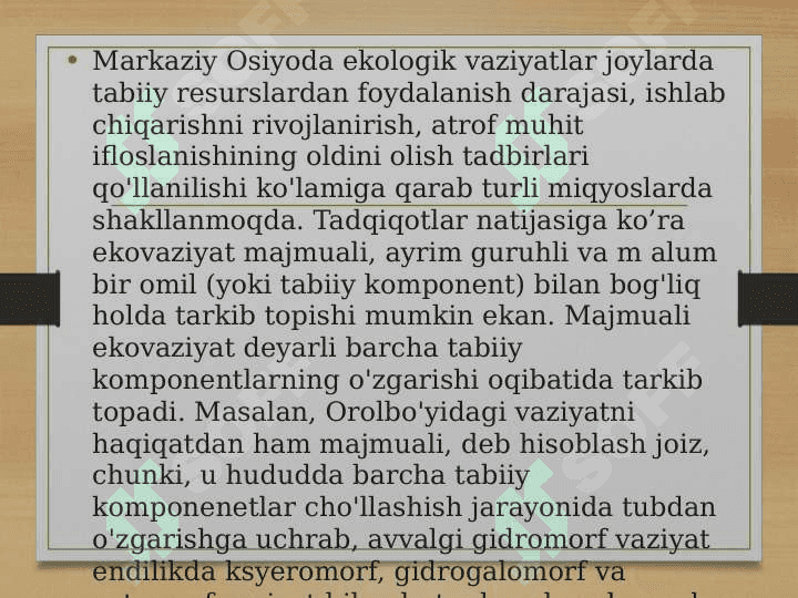 Oʻrta Osiyo mintaqasidagi ekologik ahvol 7
