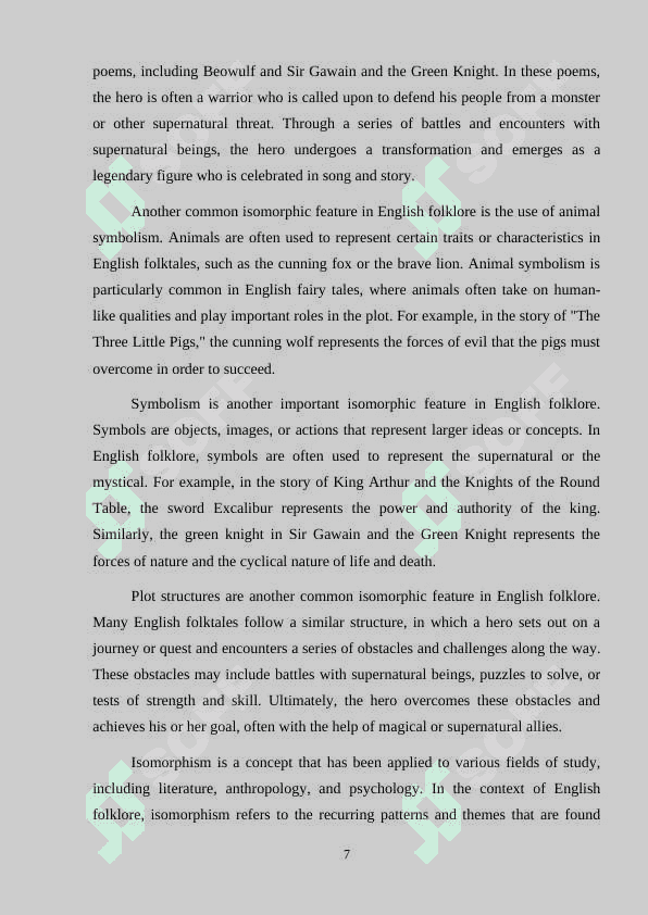 Isomorphic features in english folklore 7