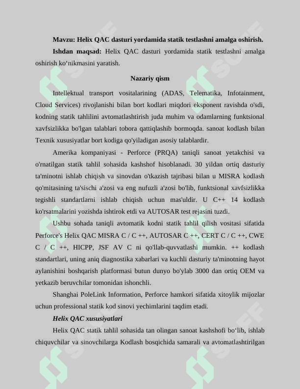 Helix QAC dasturi yordamida statik testlashni amalga oshirish 2