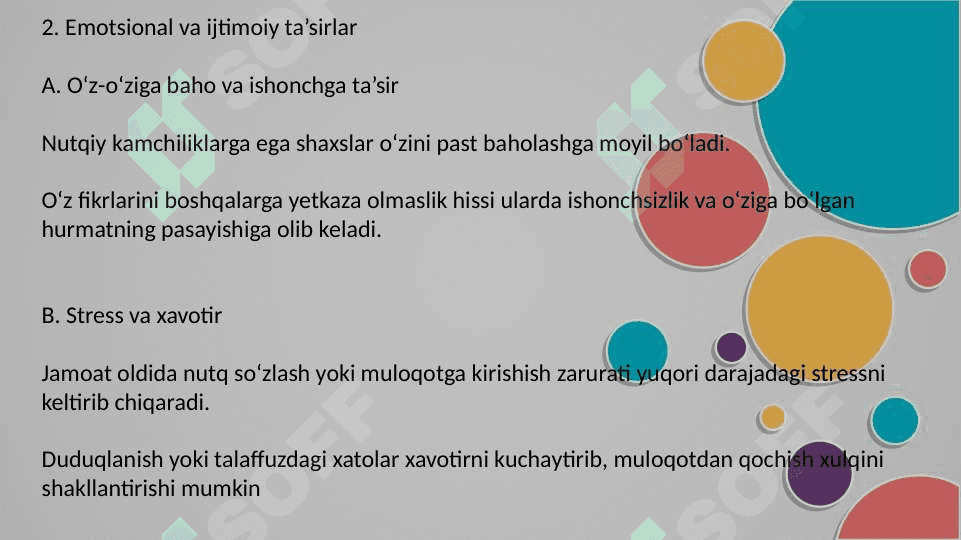 Katta yoshdagi nutqida kamchiligi boʻlgan shaxslarning ruhiy jarayonlari xususiyatlari. 6