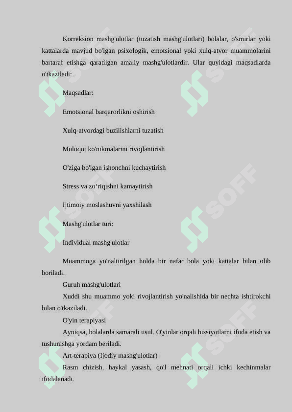 Koreksion mashg'ulotlarni o'tkazishning maqsad va metodikasi 2