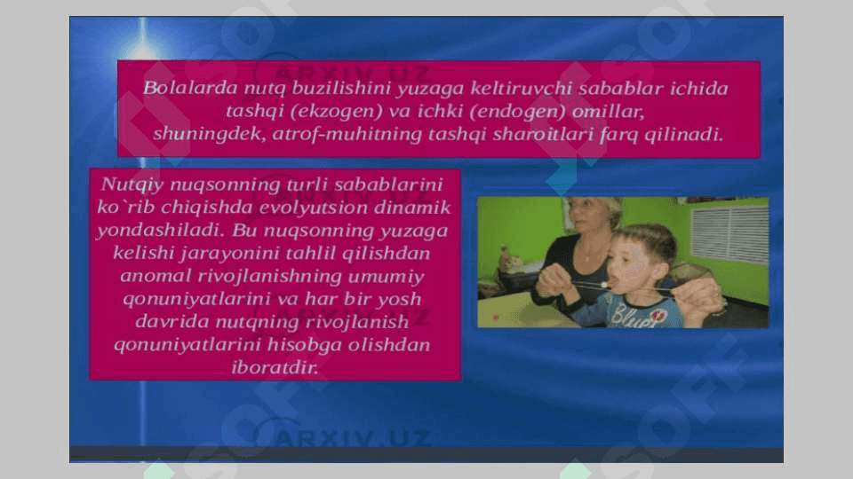 Ovoz buzilishlari kamchiliklari boʻlgan bolalarning psixologik xususiyatlari (bilish jarayonlari xissiy-irodaviy soxasi shaxslararo munosabat, faoliyati)ularni tekshirish va korreksiyalash 4