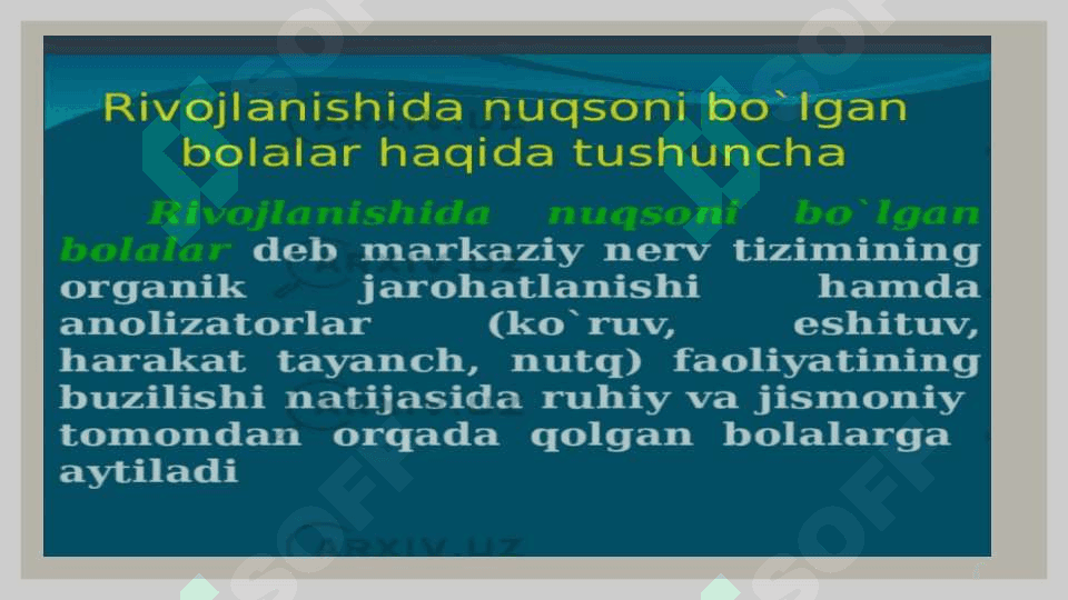Sistemali nutq buzilishlari boʻlgan bolalarning psixologik xususiyatlari (bilish jarayonlari xissiy- irodaviy soxasi shaxslararo munosabat, faoliyati) ularni tekshirish va korreksiyalash 3