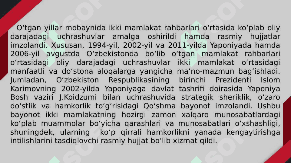 Oʻzbekiston va Yaponiya munosabatlari 4