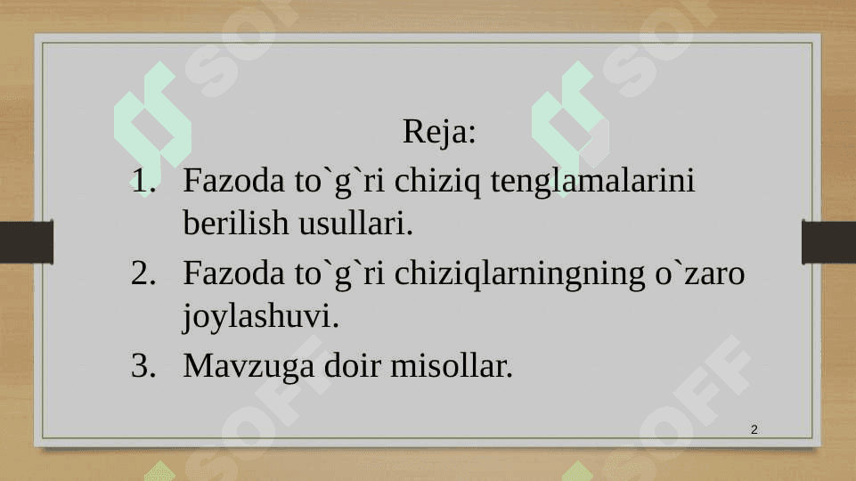 Fazodagi to'g'ri chiziq tenglamalari 2