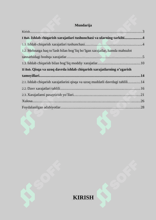 Ishlab chiqarish xarajatlari va ularning tarkibi 7