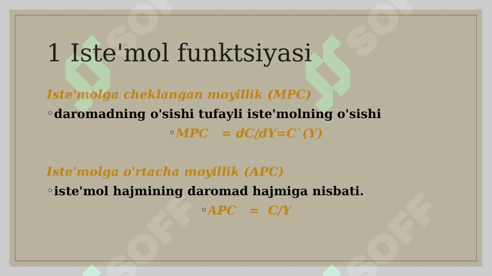 Iste'mol, tejash va investitsiyalar 5