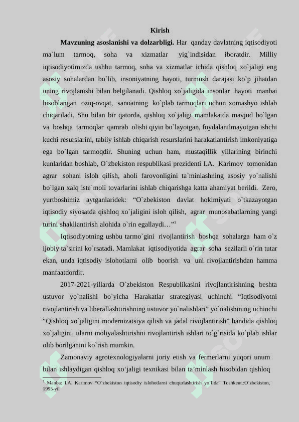 Qishloq xo`jaligini moliyalashtirish va kreditlashda banklarning faoliyatini oshirish 3