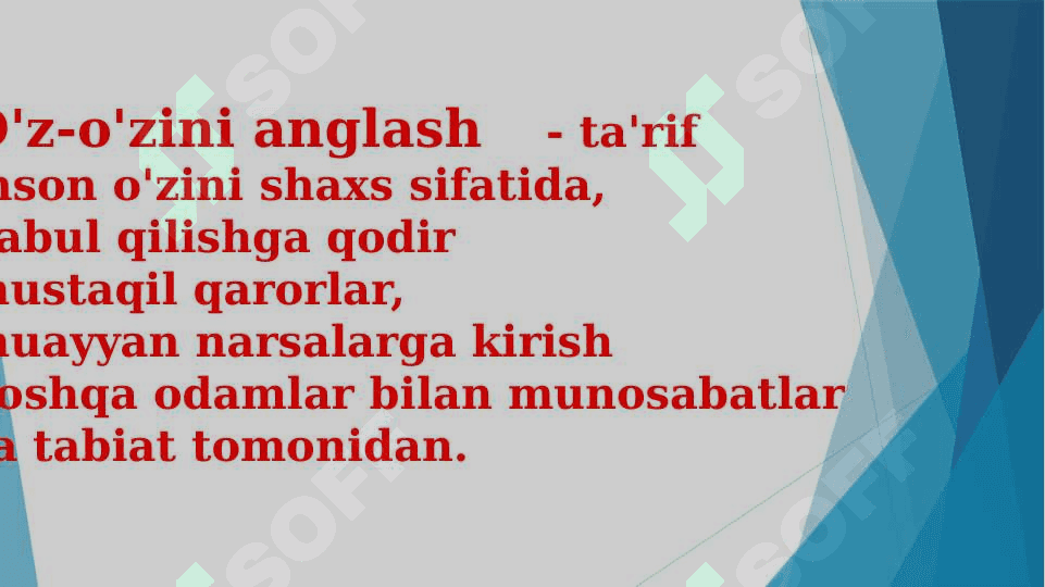 O'z-o'zini bilish va shaxsni rivojlantirish 5