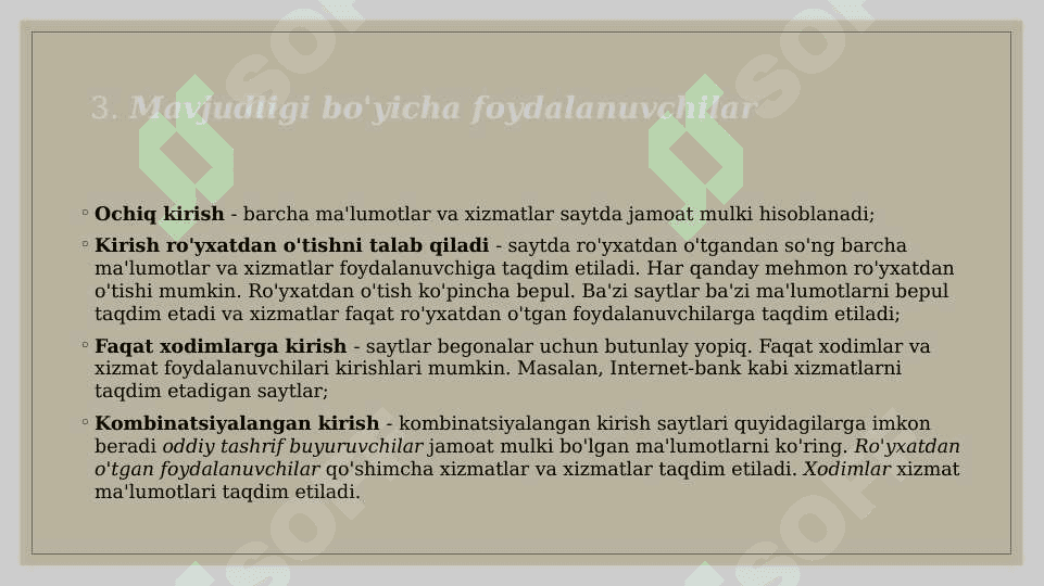 Saytlarni tasniflash. Turizm sohasidagi zamonaviy saytlarga qo'yiladigan talablar 6
