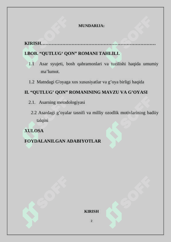 “Qutlugʻ qon” romanida milliy ozodlik motivlarining badiiy talqini 2
