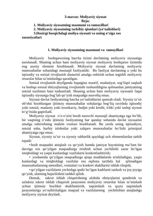 Moliyaviy siyosat